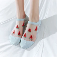 JAYCOSIN носки женские повседневные Модные прозрачные шелковые короткие милые носки с фруктовым принтом Прямая поставка March27