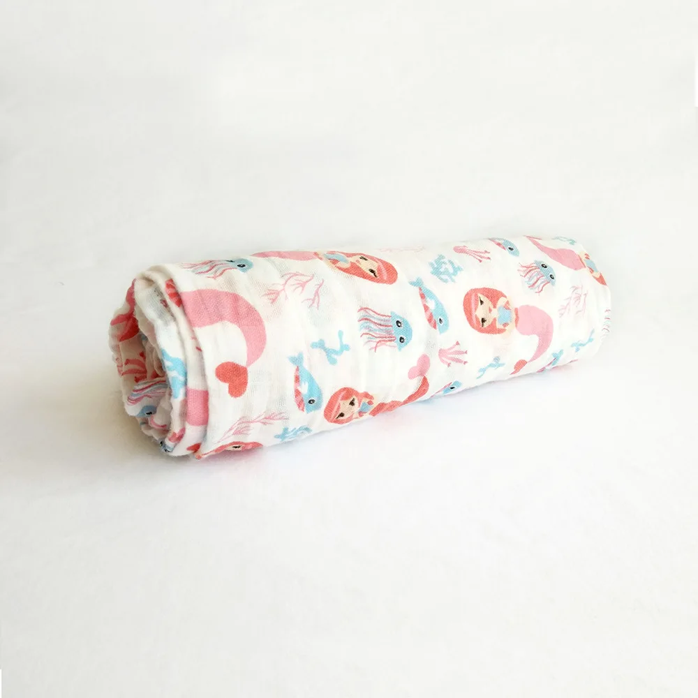 

Baby Bedding Muslin Blanket Newborn Breathable Swaddle Wrap for Infant Baby Cartoon Printed Soft Cotton Blankets 100*140cm