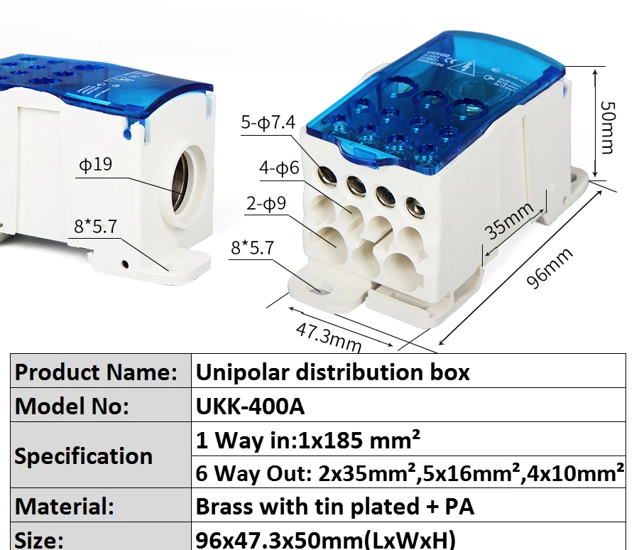 UKK80A 125A 160A 250A 400A 500A клеммный блок 1 способ во многих направлениях из din-рейки распределительная коробка Универсальный электрический коннектор для проводов