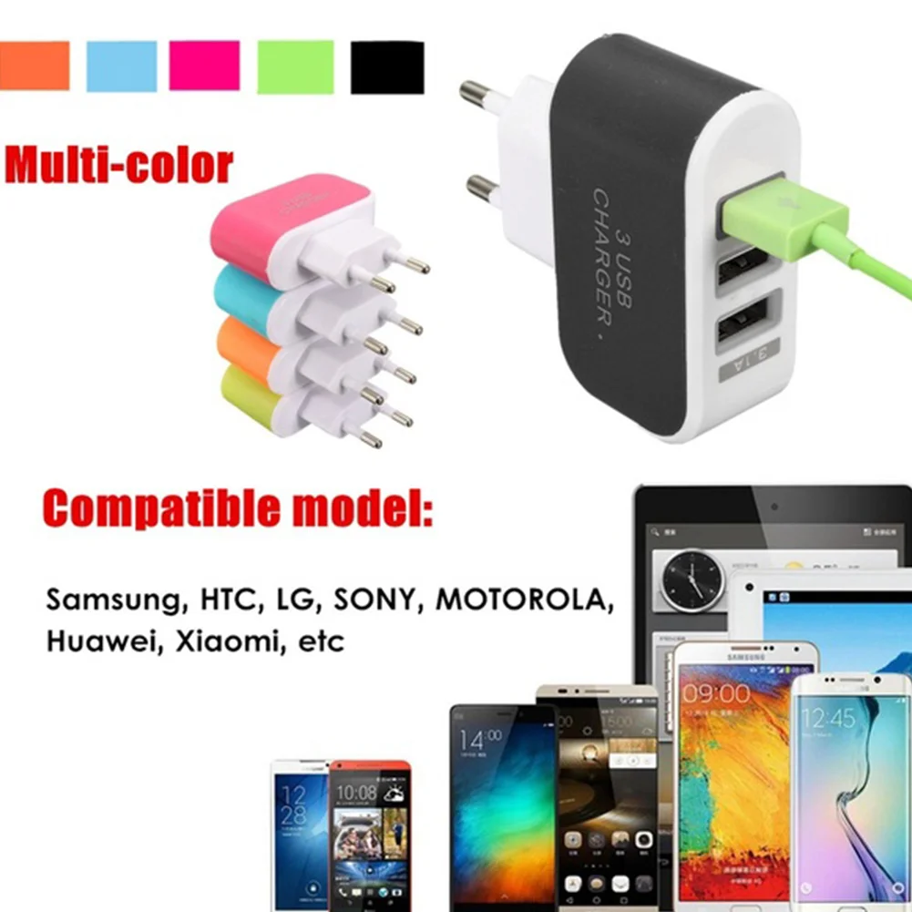 

High Quality 3.1A 3 LED USB travel EU/US plug home wall power adapter charger for mobile phone #913