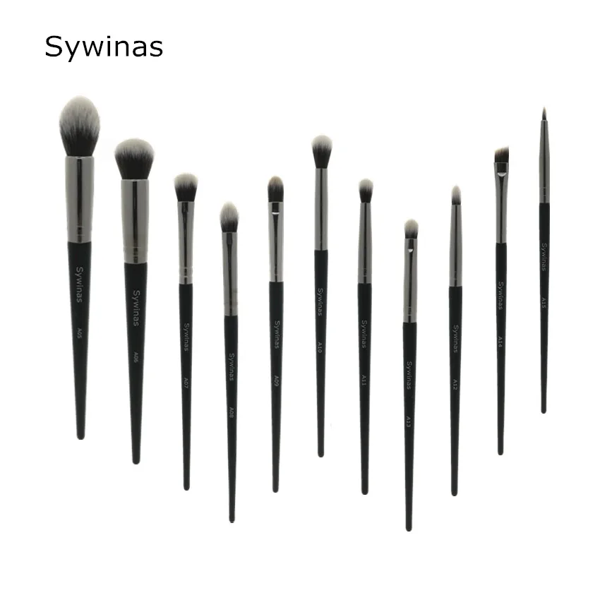 

Sywinas 11pcs professional makeup brushes set blending powder foundation eyeshadow cosmetics contour shading make up brushes.
