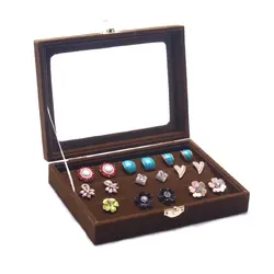 Бесплатная доставка коричневый Цвет Органайзер витрина ювелирные изделия дисплей кольца держатель коробка кольцо для хранения пусеты