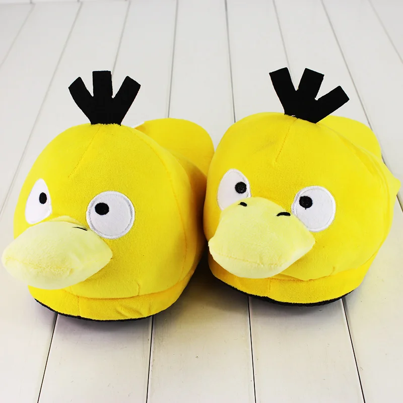 

28cm Soft Slippers Psyduck Winter Indoor Plush Slippers Unisex Warm Home Slippers Shoes