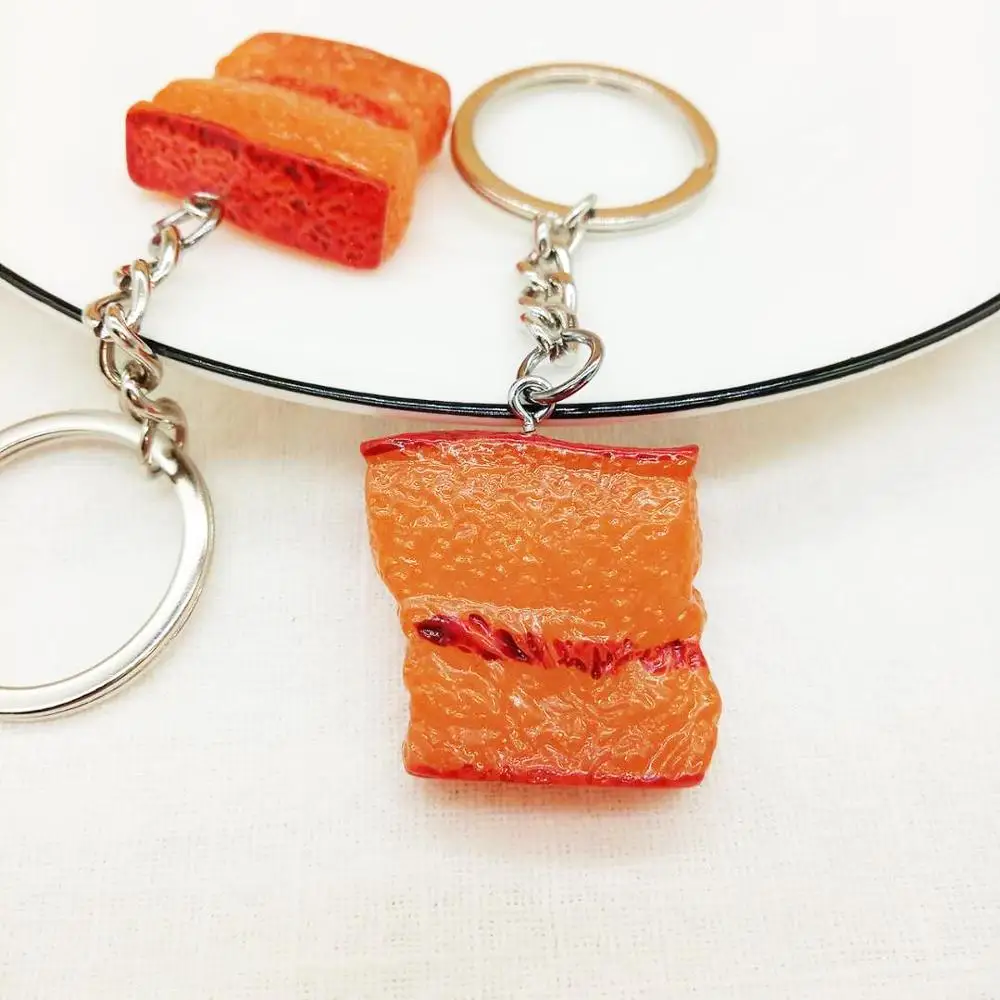 

Simulation Dumpling /lobster /Braised meat key chain resin food Keyring men car Key Chains pendant bag hanging accessories