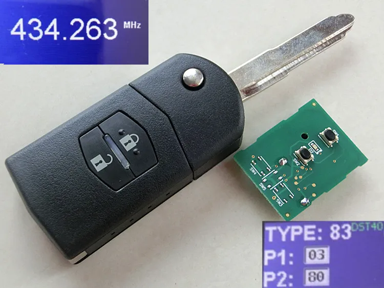 RMLKS дистанционный ключ автомобиля 2 кнопки для Mazda 315 МГц 433 МГц 4D63 80bit чип Mazda M3 M6 дистанционный ключ маз24r лезвие - Количество кнопок: 433MHz