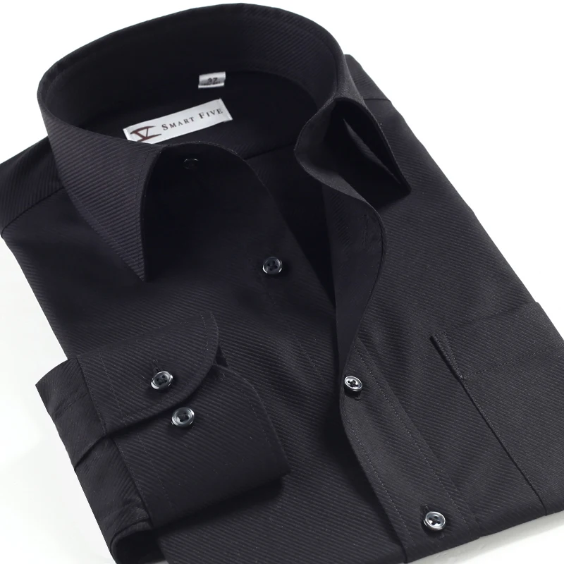 Smart five рубашка летом хлопок с длинным рукавом мужская рубашка бренд тонкий белый мужская clothing sfl4a15 - Цвет: SFL5A35 black