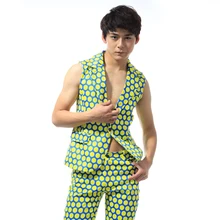 Модный мужской облегающий костюм с жилетом в горошек мужской костюм ds для сцена на вечеринках и шоу костюм жилет одежда для выступлений