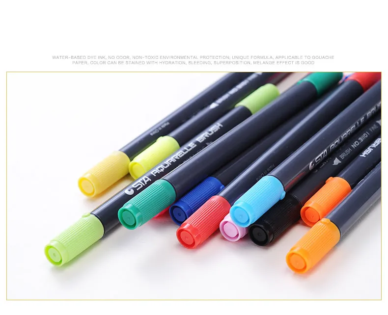 STA 80 цветов комплект чернила на водной основе ручки, маркеры для рисования Twin Tip тонкая кисть маркер для графический Рисунок Manga товары для рукоделия