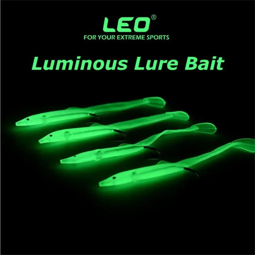 AT 1 Pcs Glow Luminous fishing lure plastic soft fishing Bait Lure Tiddler Bait With Hook