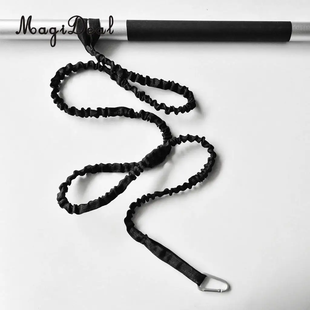 MagiDeal 61.4' Cinch-Lock Webbing Kayak Canoe Paddle Leash Fishing Rod Holder Accessory Leash With Carabiner Black