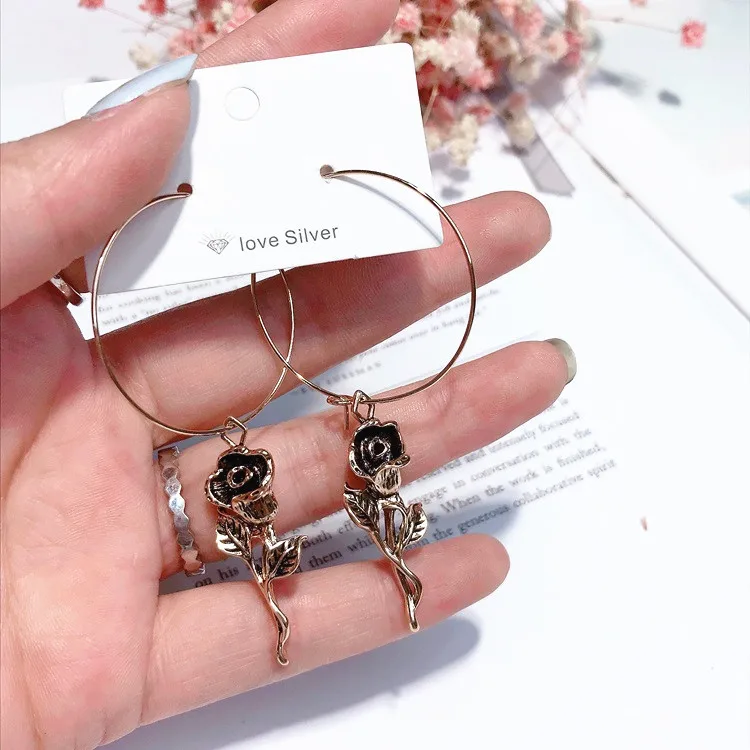 rose vintage earring Hypoallergenic fadeless copper alloy fashion jewelry dangle earrings for women girl Christmas gift