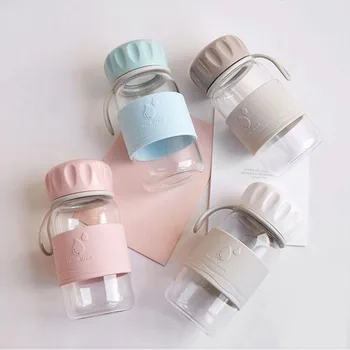 

Creative Borosilicate Glass Water Bottle With Lid Cover And Rope Drinking Juice Soda Sport Travel Outdoor Widely Use ZA3177
