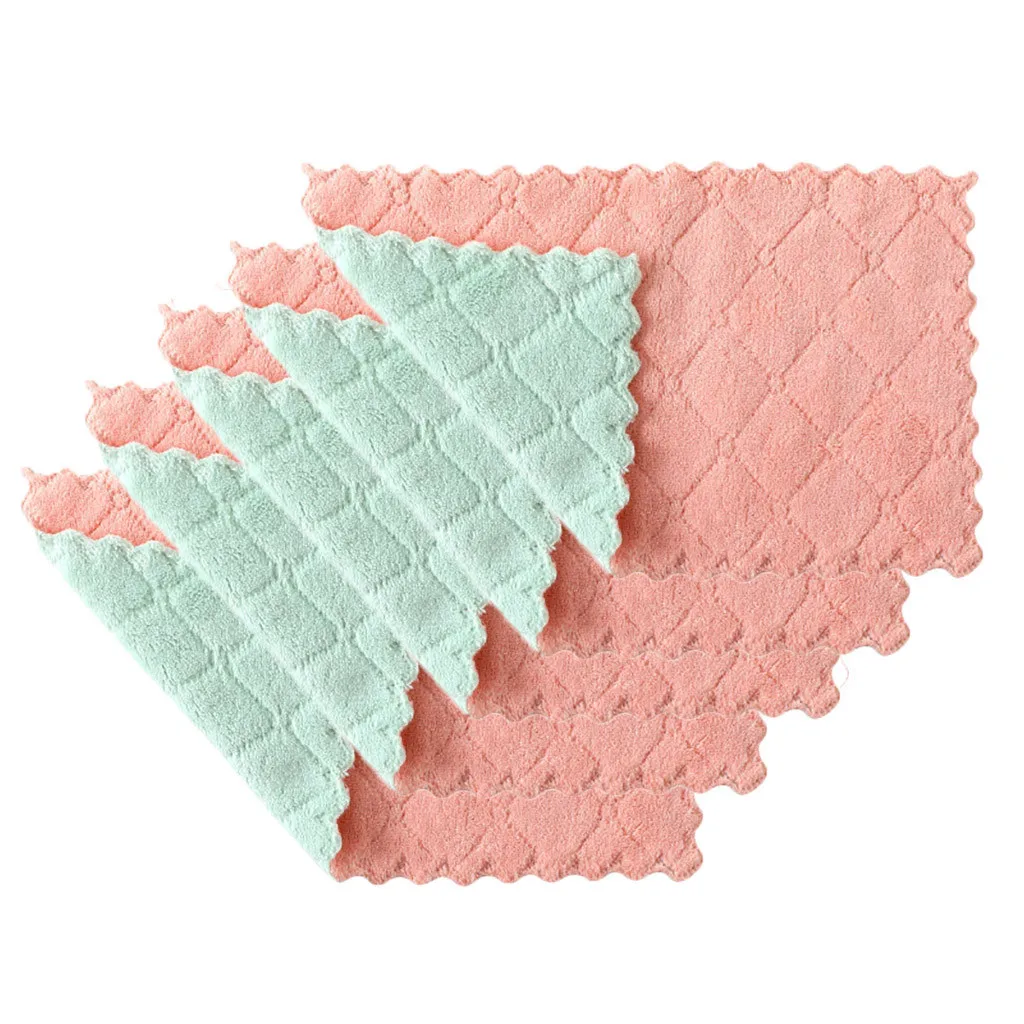 

Cleaning Cloths 5Pcs Nonstick Oil Coral Velvet Hanging Hand Towels Kitchen Dishclout Drop shipping Feb 21 Coral velvet Dish Rag