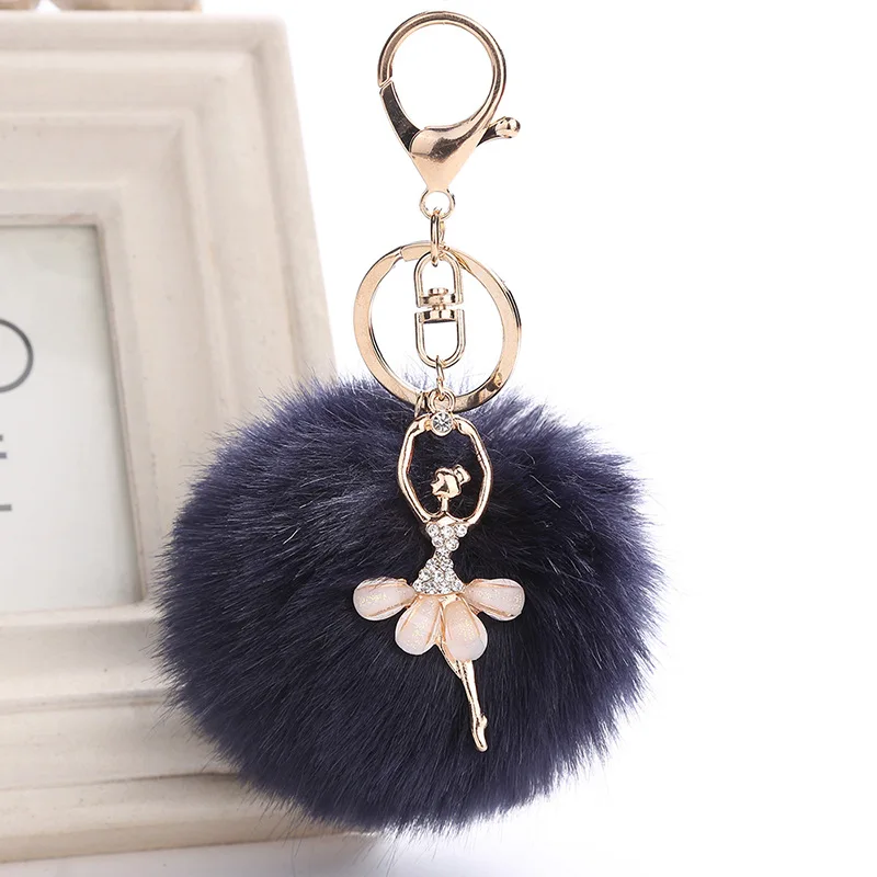 

Fake Rabbit Fur Ball home Key Pompom Key hooks Pom Pom Key Ballet Angel Girl key decoration Bag hooks