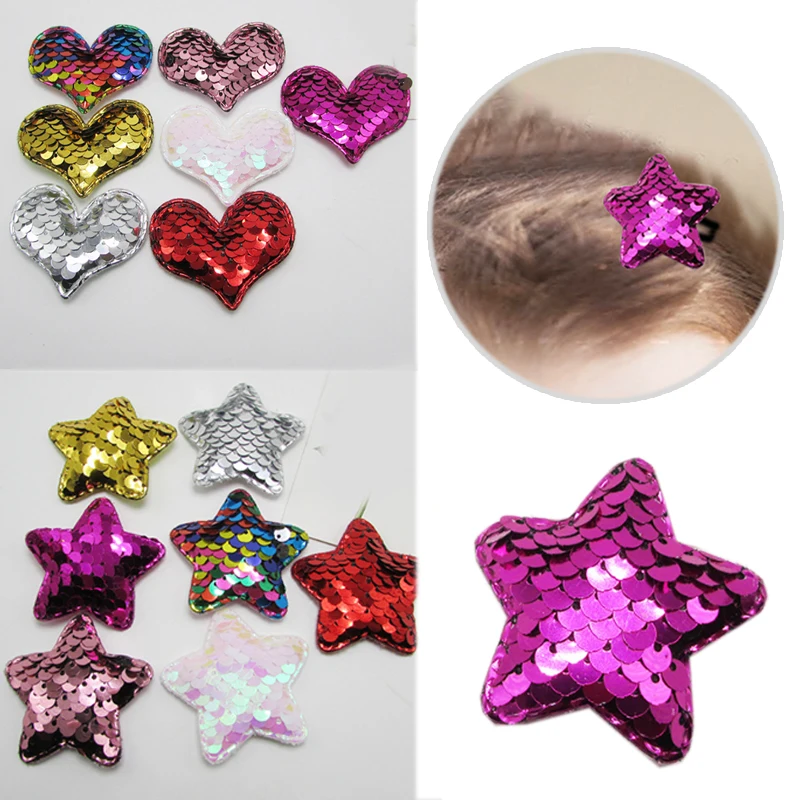 

NEW 10PCS/Pack Heart Hair Band Making hand made Cartoon paillette Korean Hair Accessories Star DIY jewelry accessory Hair Clip