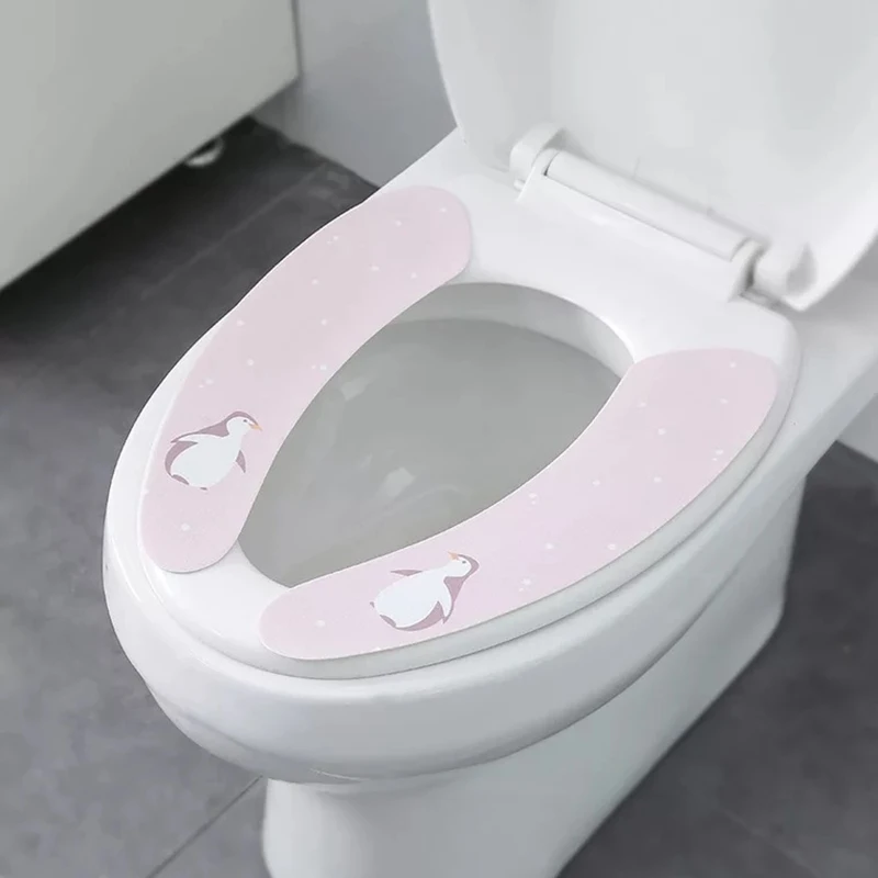 

Pink Penguin Toilet Seat Cover Cushion Summer Sitting Ring Pad Paste General Bathroom Accessories Toilet Seat Stickers