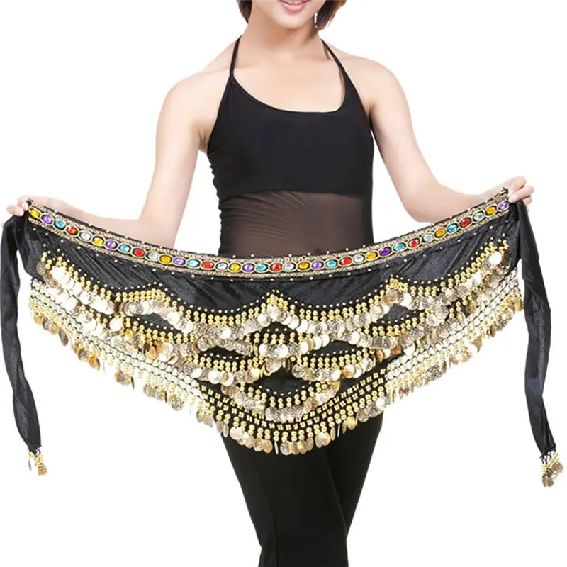 Belly Dance Hip Scarf Gold Coins Belly Dance Costume Skirt Wrap Belt belt for women fashion accessories 40FE1211