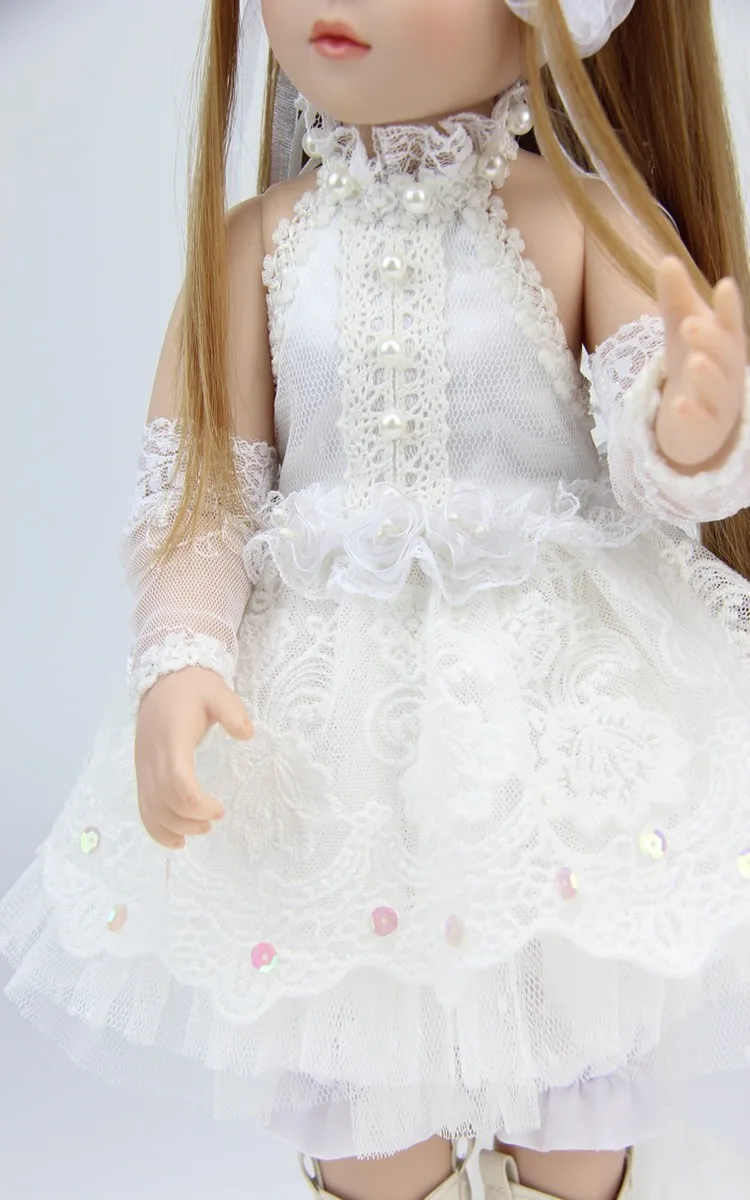 Новинка 2015 45 см реалистичные SD/BJD виниловые Reborn Baby Doll Игрушечные лошадки ручной работы белый платье принцессы детские дома кукла свадебный