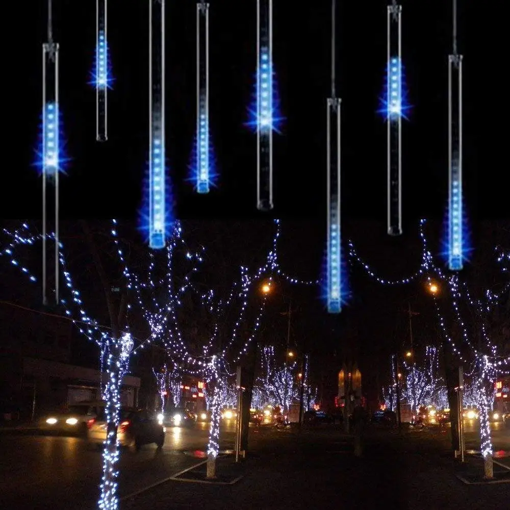 

LED Meteor Shower Lights 30cm 8 Tube LED Fairy String Lights Falling Rain Drop Icicle Snow Fall String Waterproof Lights for Hol