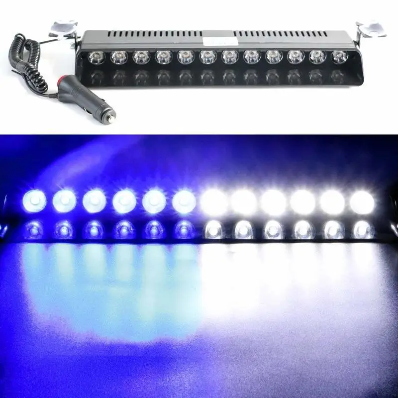 

Blue White Car LED Car Truck Emergency Strobe Flash Light Blue and white Sucker Dashboard Interior Windshield Warning Light