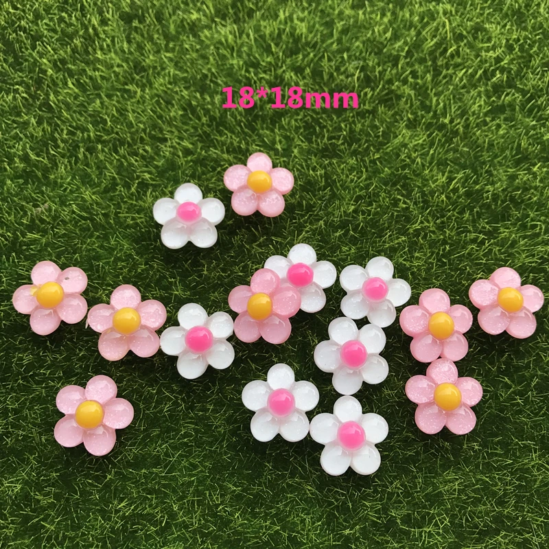 

20pcs/lot flat back resin small size flowers mix colors DIY resin cabochons accessories 18mm