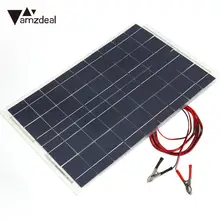 Amzdeal 18V 30W Polycrystalline Smart Solar Panel Car RV Boat Batteries Power Bank Charger Alligator Clip Solar Cells Outdoor Tr