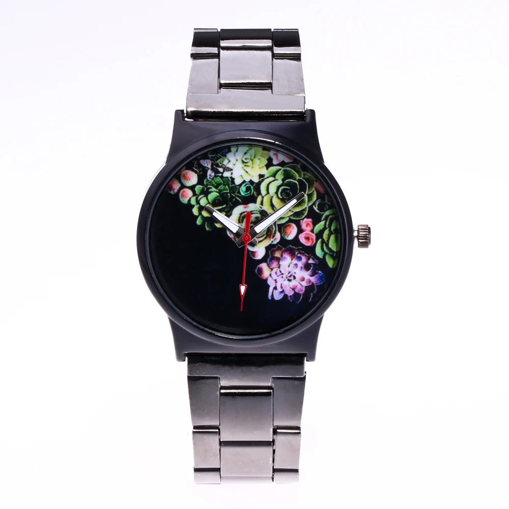 

New Creative Fashion Quartz Watch Women Floral pattern Watches High Quality Stainless Steel WristWatch Clock Kobiet zegarka