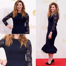 Премия Emmy платья для красной дорожки Русалка круглый вырез с длинным рукавом платья знаменитостей с кружевами