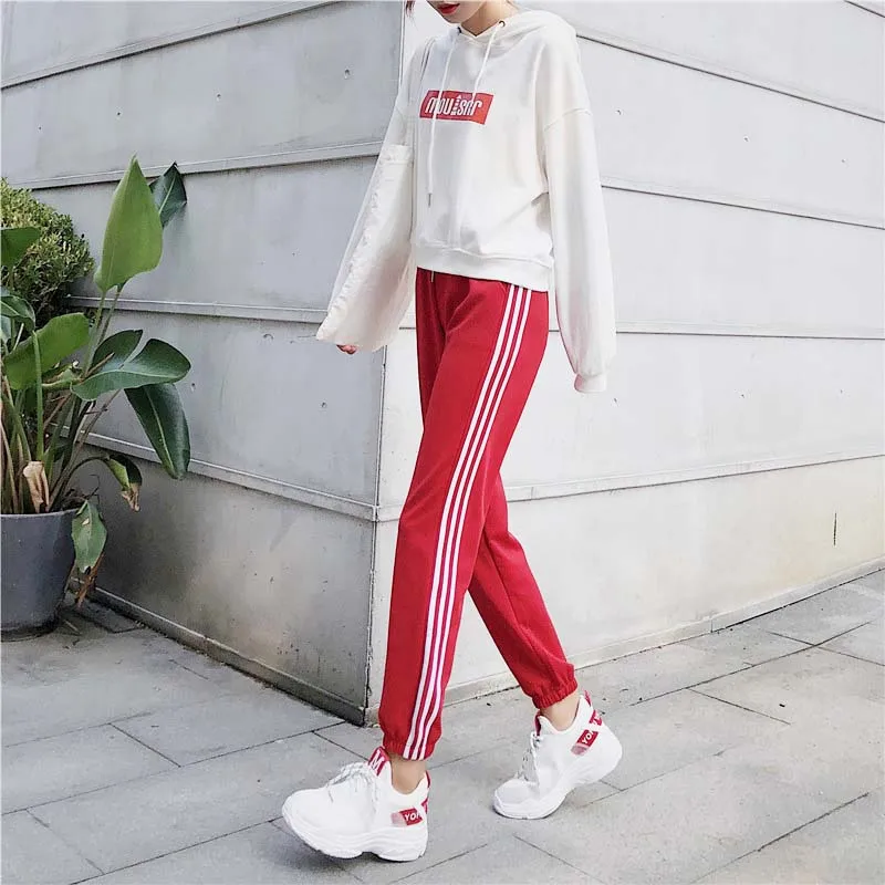

Women's Sports Pants Bottoms Spring Autumn Female Joggers Clothes Double Striped Haren Pants Sweatpants Sportswear Trousers