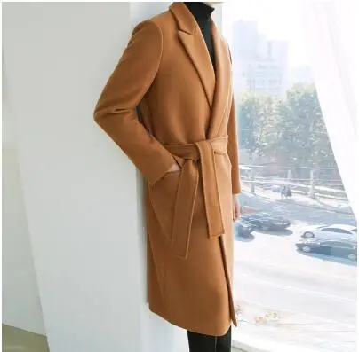 S-5XL! Мужская шерстяная ткань, пальто, длинный стиль, корейский стиль стиля, британский стиль - Цвет: gold