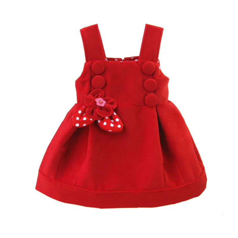 2019 Fashion Style Girls Winter Dresses Red Color Dress Jumper Cotton Vestidos For 1 2 3 4 6 8 Years Old Girl Clothing RKD185001 | Детская