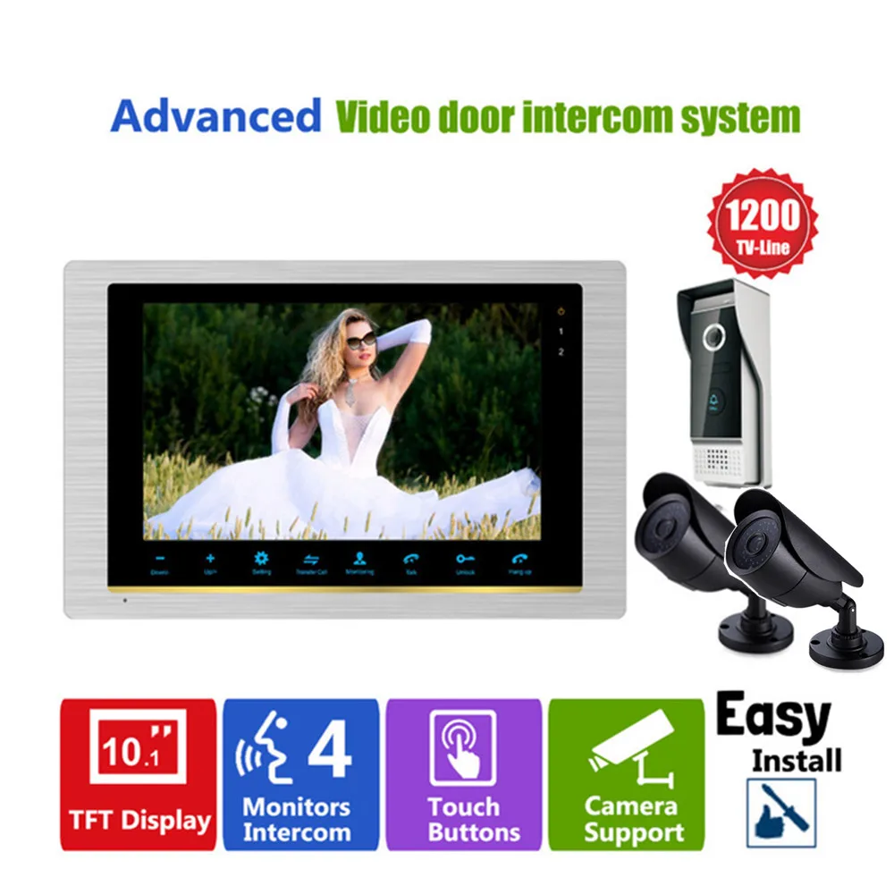 

Homefong 10 Inch Video door phone doorbell camera intercom system with CCTV Security camera 1200TVL Day/Night Vision HD