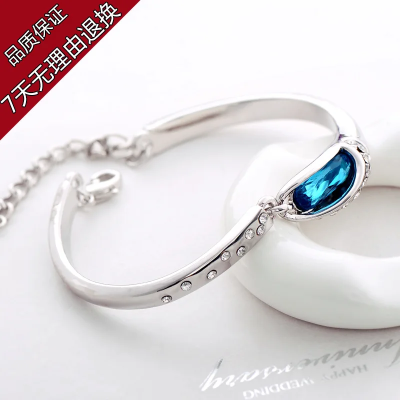 Hot-selling austria crystal glass shoes bracelet silver plated bracelet female accessories yiwu