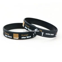 100 шт./лот пользовательские продвижение 2 цвета принт резиновый браслет силиконовый текст логотип отпечаток стороны полосы персонализированные логотип нарукавники