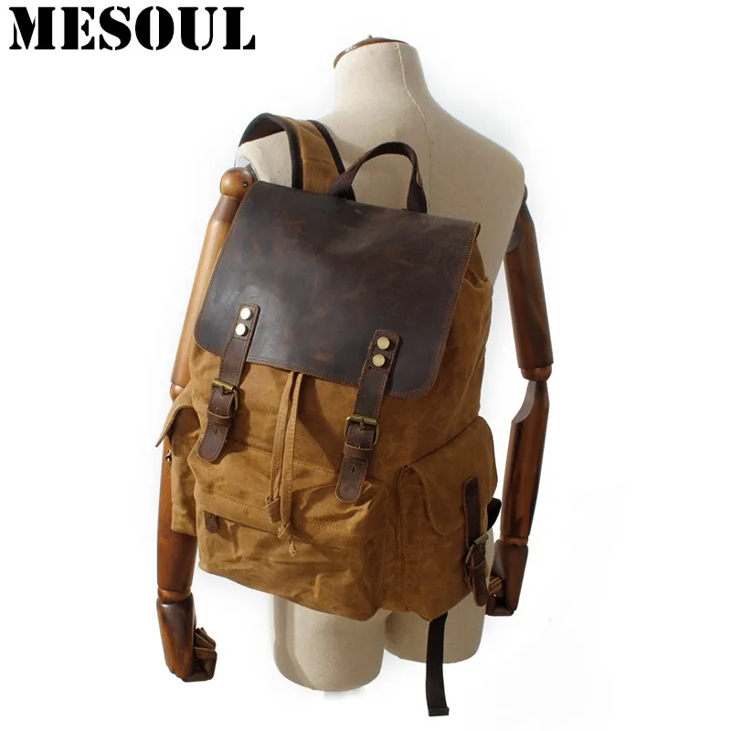 Высококачественный водонепроницаемый рюкзак для мужчин Холщовый дорожный на