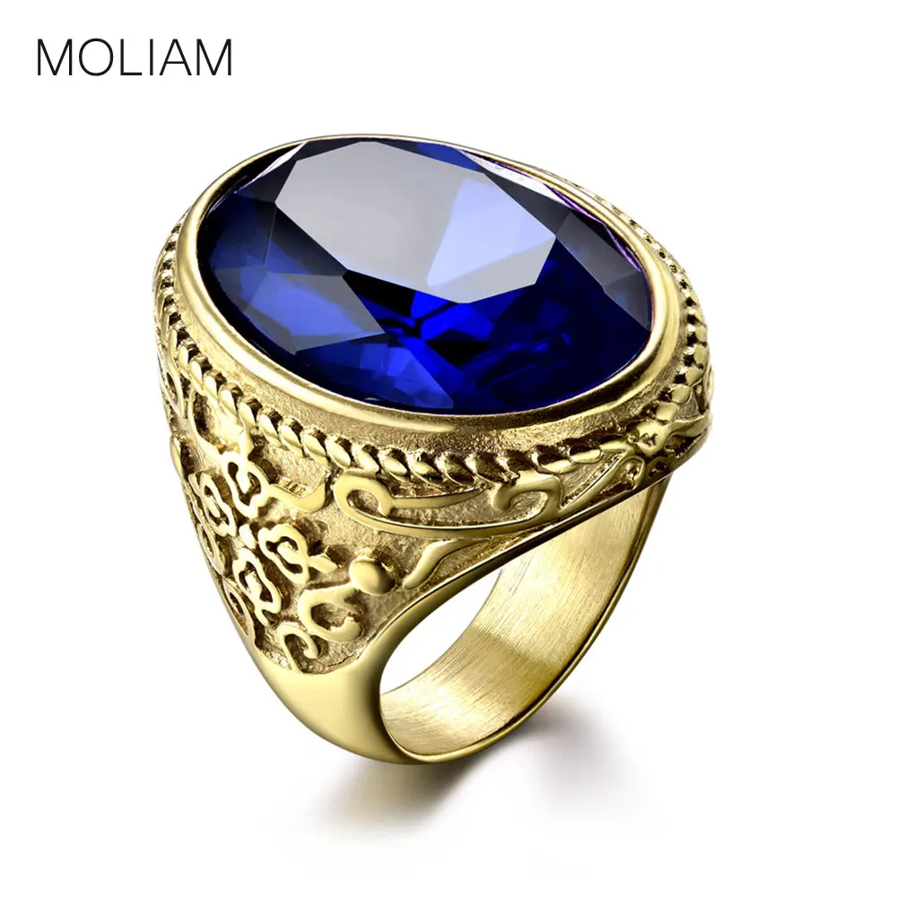 MOLIAM роскошные кольца из нержавеющей стали для меня. Синий/красный/зеленый