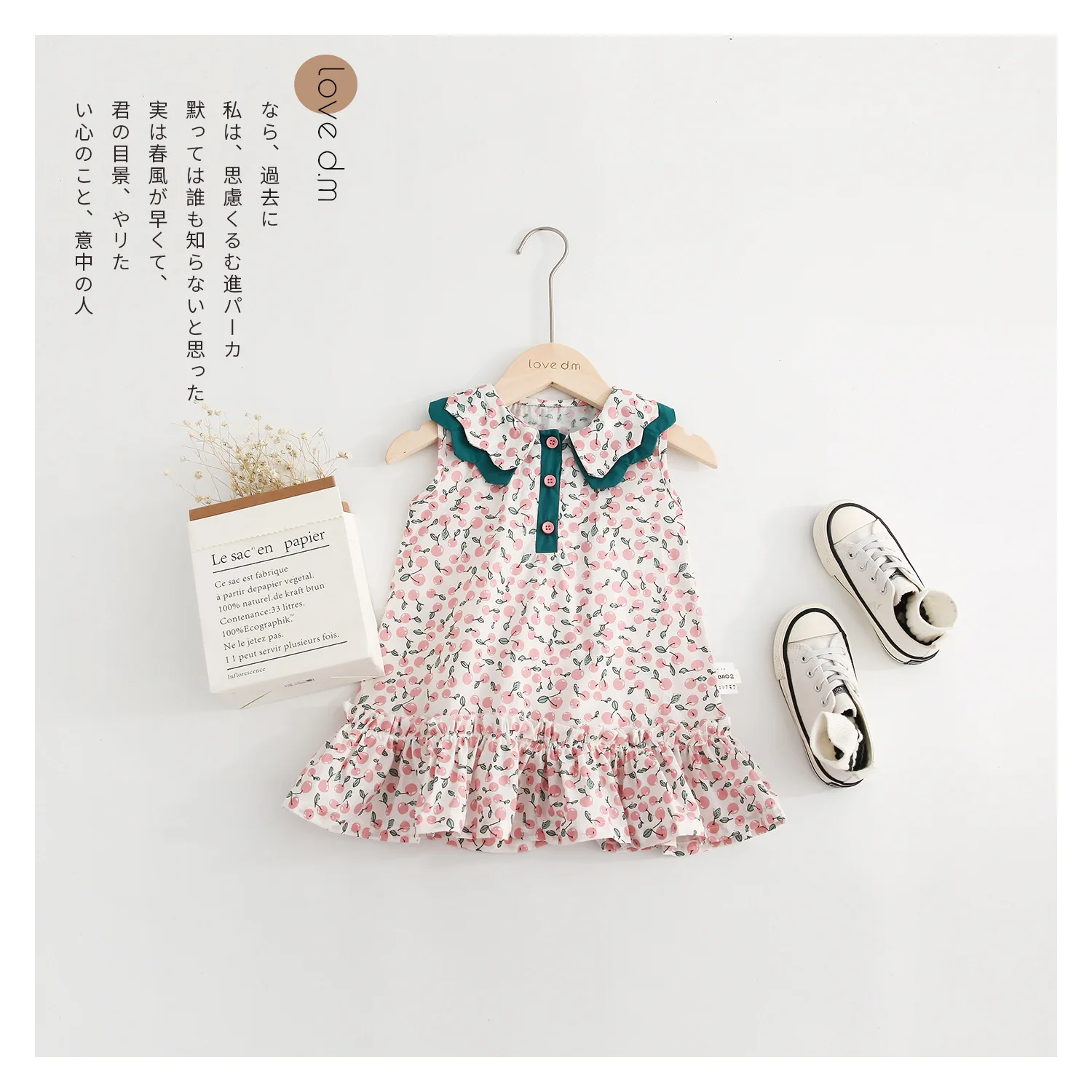 

WLG girls summer floral dresses kids peter pan collar sleeveless printed dress baby girl casual clothes