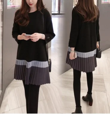 

2018 Pregnant Dress Fashion Striped Dress Long Sleeved Vestidos Maternity Clothes For Pregnant Woman Pregnancy Clothes Autumn