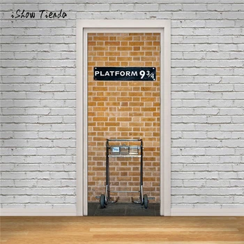 

2018 New 3D Wall Sticker Decal Brick Wall Door Stickers Art Decor Vinyl Removable Mural Poster Scene Window Door Home Decal