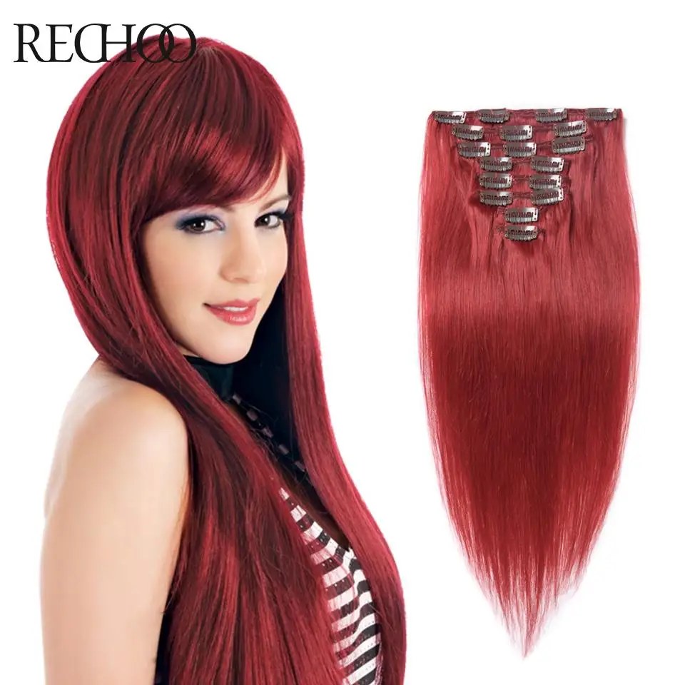 Highlight Red Clip In Extensions Premium Quality Natural Hair Soft and