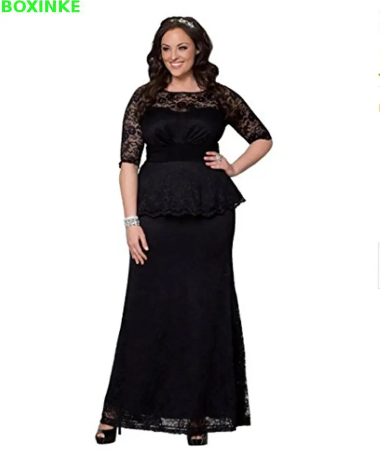 

Vadim Lace Real Robe Fiesta O-neck Solid Time-limited Empire Floor-length Half Plus Size Dresses Women Long Formal Dress 7xl