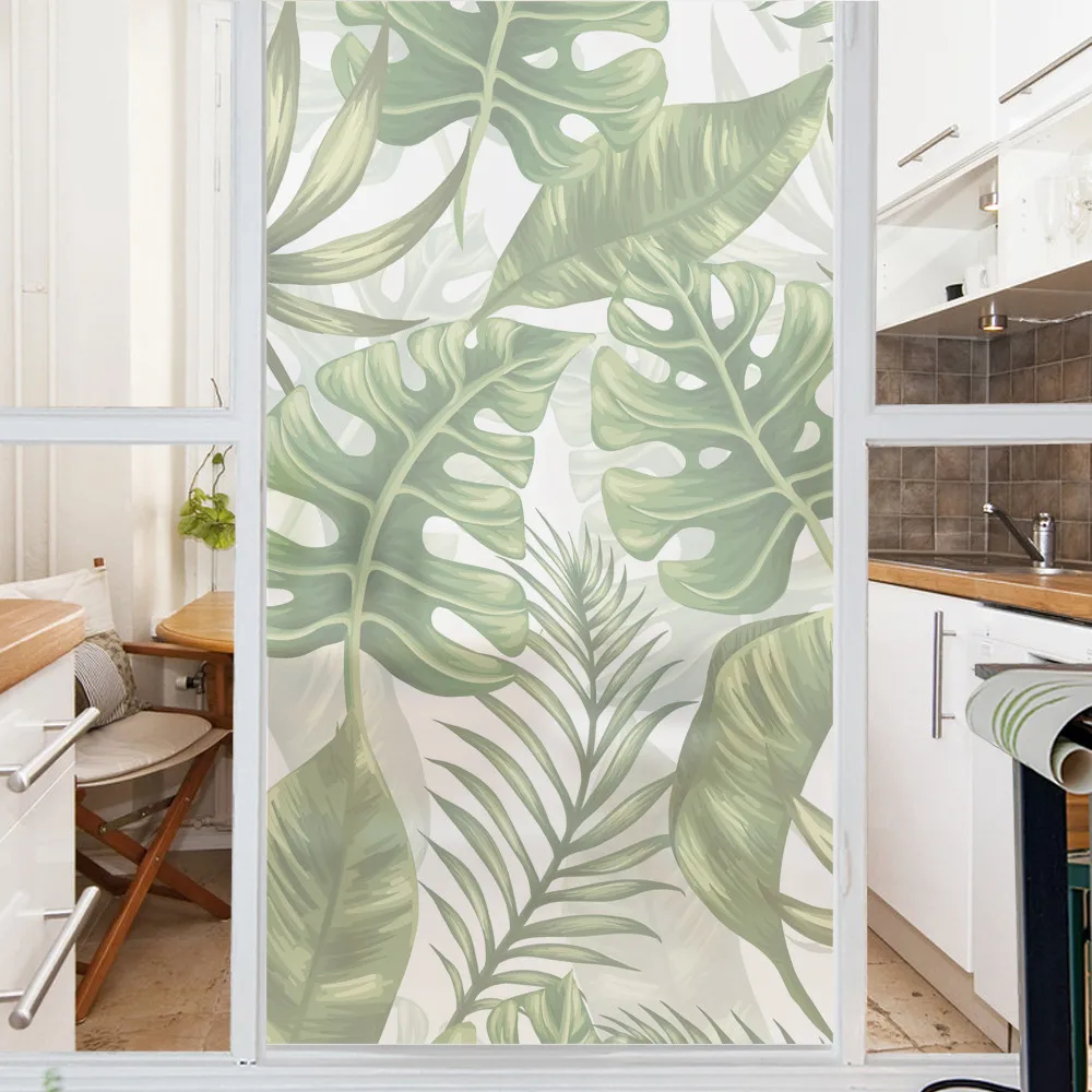 

PVC electrostatic frosted glass stickers Frosted Glass Window Static Film Sticker Bathroom Plaid Trees Blackout Bay Window 5.7