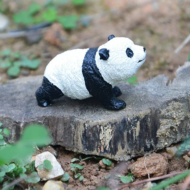 Cute Panda Figurine Miniature Statue Landscape Garden Decorations Resin Craft Home Decor Kids