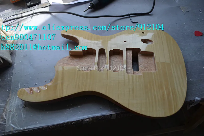 

free shipping retail new electric guitar body with ultra-thin tiger stripes F-1481+foam box