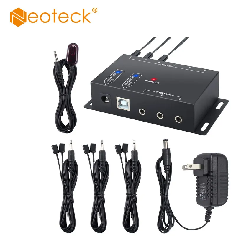 

Neoteck IR Infrared IR System Remote Control Extender Repeater Kit With US Adapter with 1 Receiver 6 Emitter Accessories