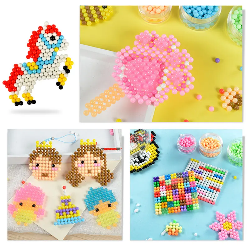 1 компл. волшебные бусины DIY паззлы для детей красочный водяной туман perler бусины 3d головоломка 1000 шт. pieducational монтессори игрушка