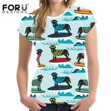 FORUDESIGNS Беговая футболка Фитнес Спорт женский, черный лабрадор с принтом короткий рукав спортивные толстовки Бодибилдинг спортивный топ