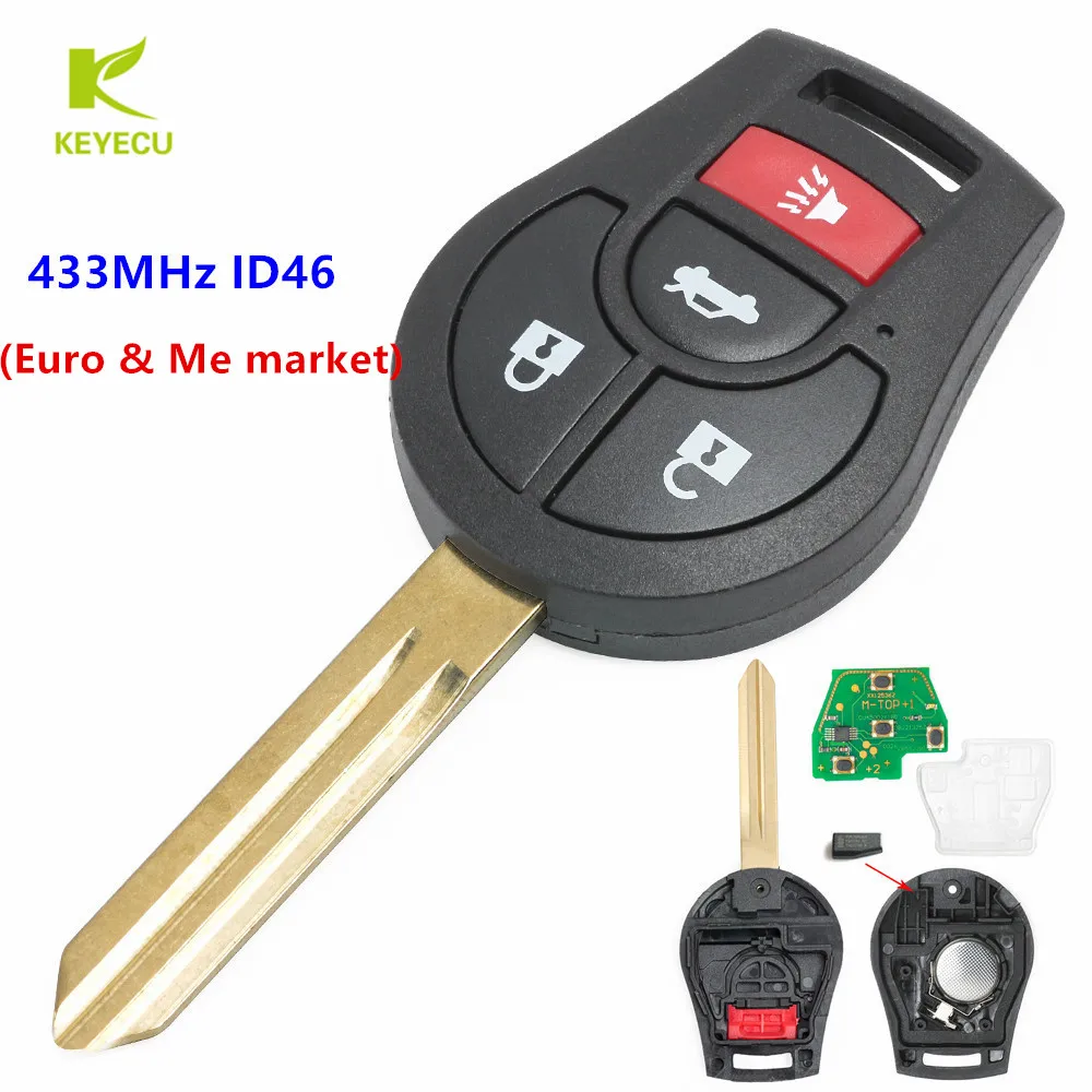 KEYECU Replacement Remote Key Fob 433MHz ID46 for Nissan ...