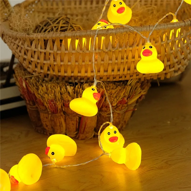

1m 2m 3m Led String Light Christmas Little Yellow Duck Garland Light Fairy Xmas Wedding Festival Home Decoration Hollow Pendant