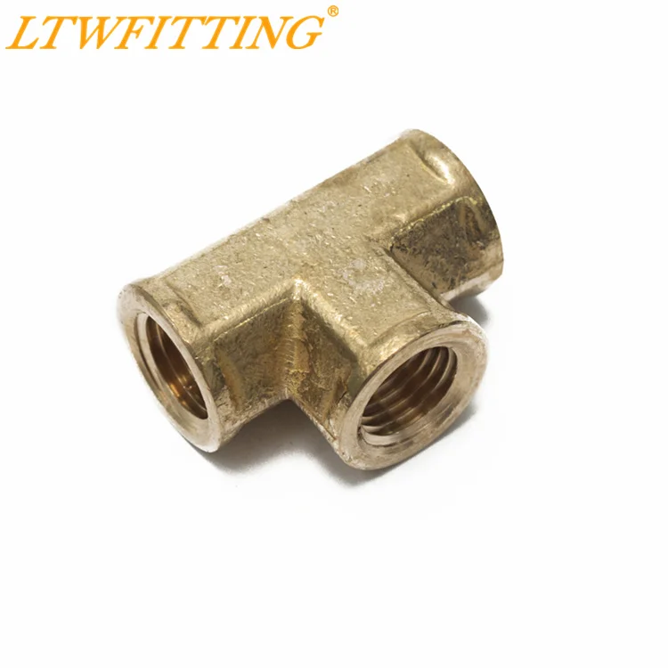 LTWFITTING Brass Pipe Fitting 1/4 Female NPT Thread Tee Fuel Air